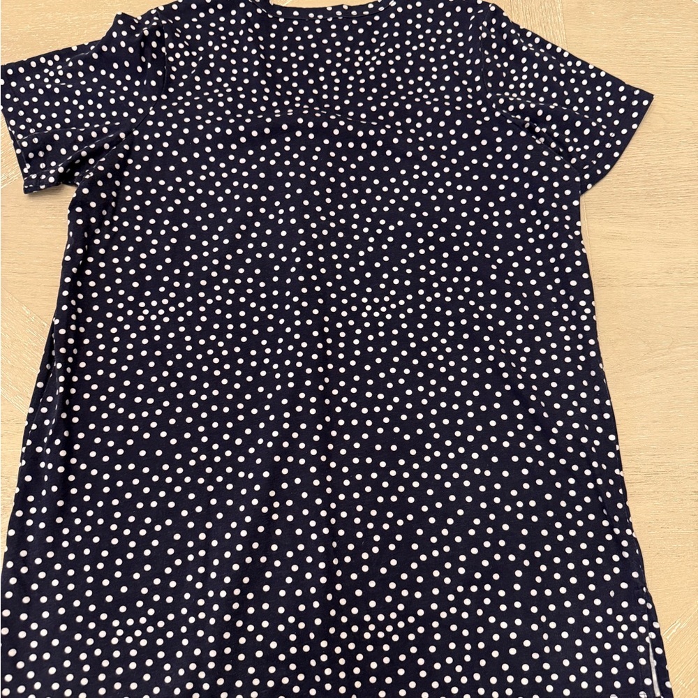 Woman Within Navy Polka Dot V-Neck Short Sleeve Top - Picture 4 of 4